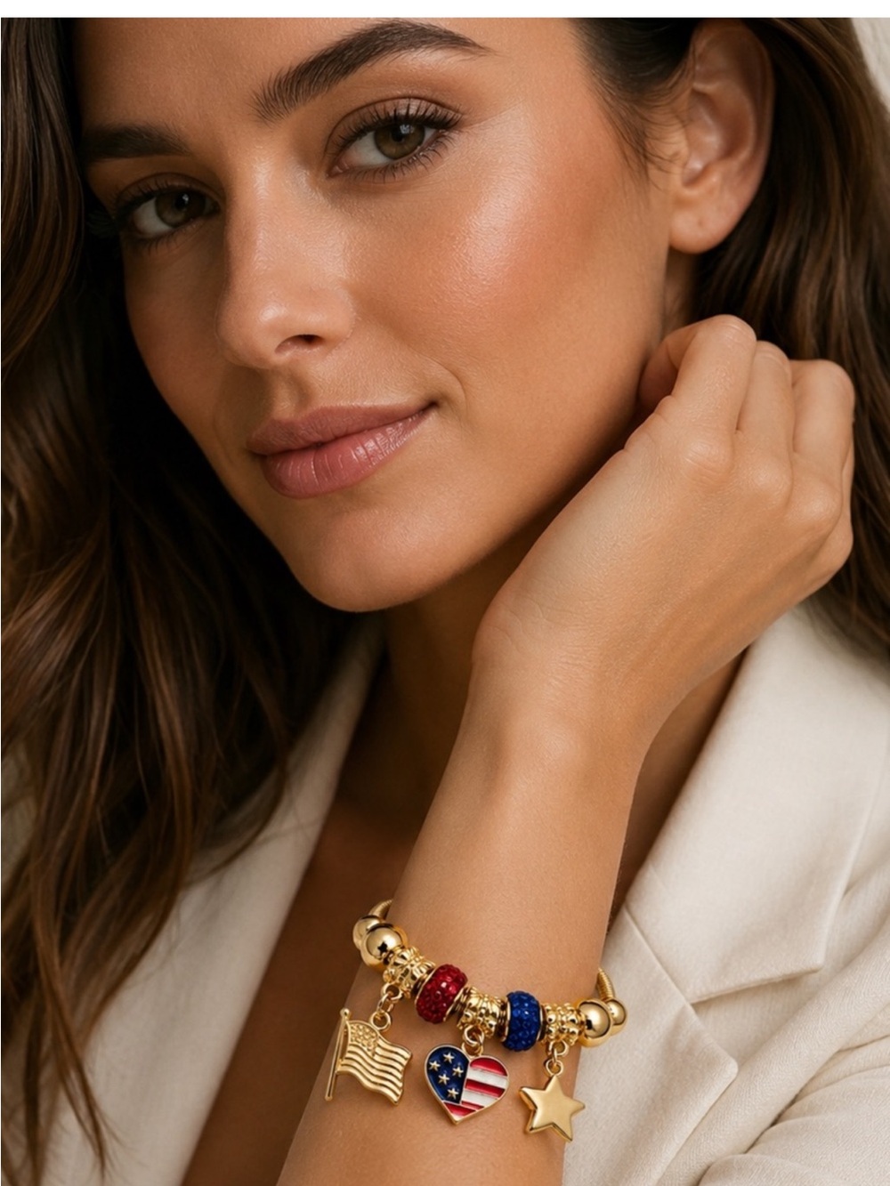Patriotic Heart Charm Bracelets • Pick One - Picture 2 of 6